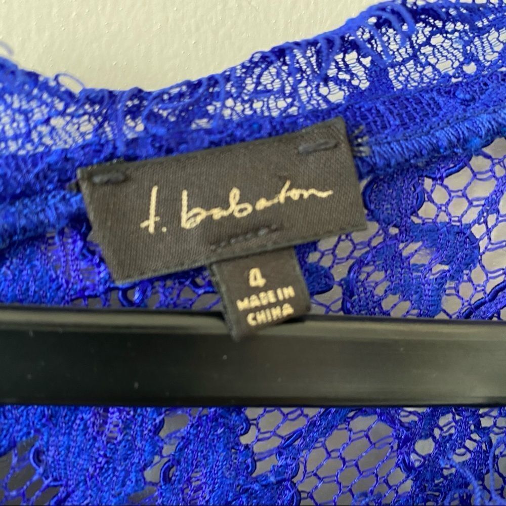 T.BABATON Barrett Lace Colt Blue Peplum Top - Picture 7 of 8